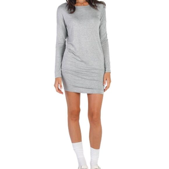 Gray Dress Mini Dress Round Neck in Heather Grey size S - Picture 1 of 4